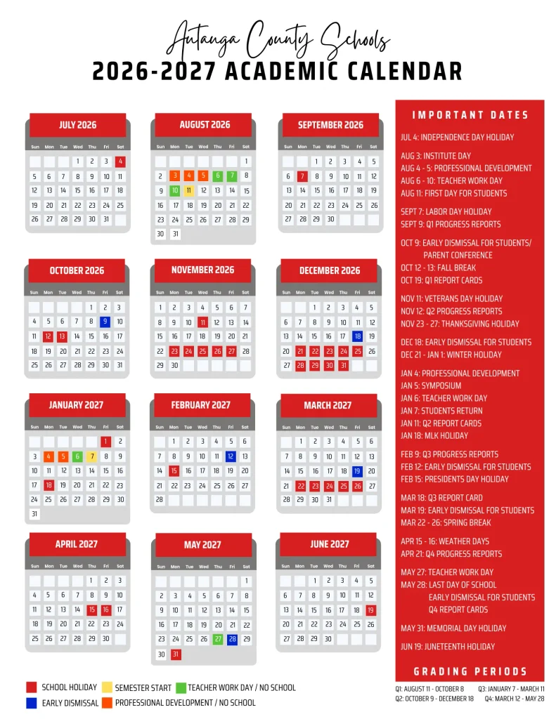 Autauga County Alabama Schools Calendar