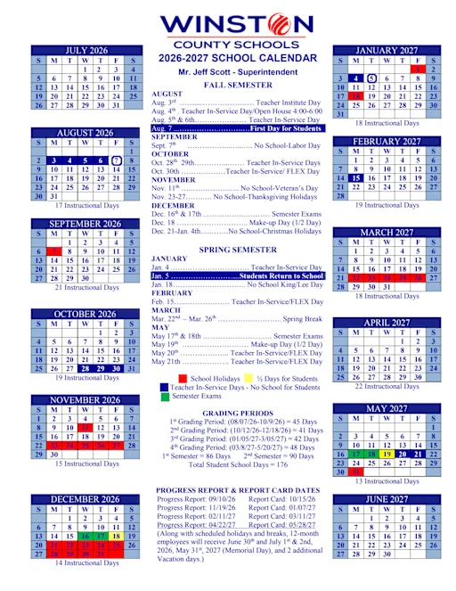 winston County alabama schools calendar