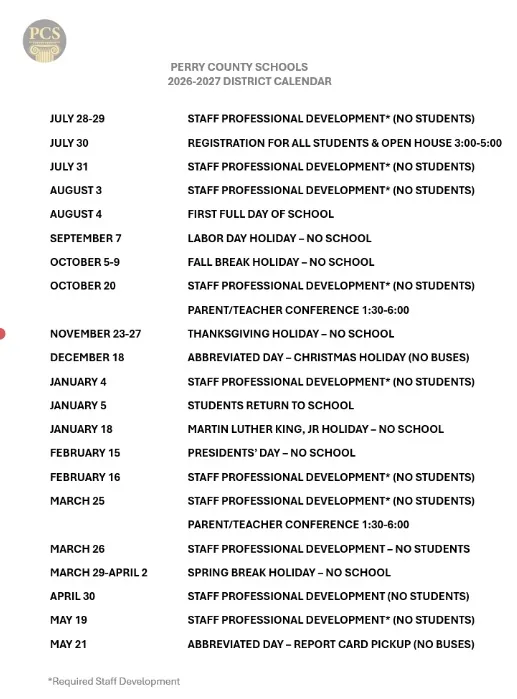 Perry County Alabama Schools Calendar