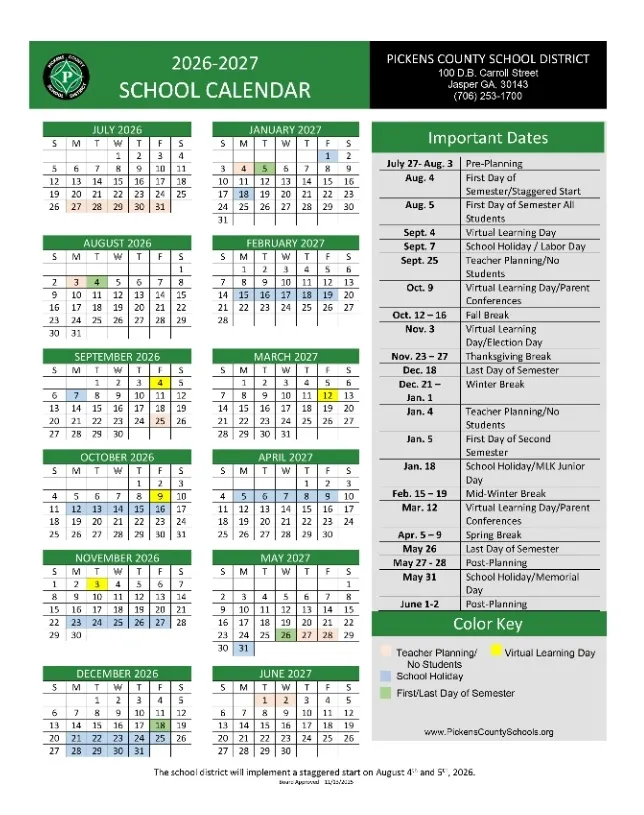 Pickens County Alabama Schools Calendar