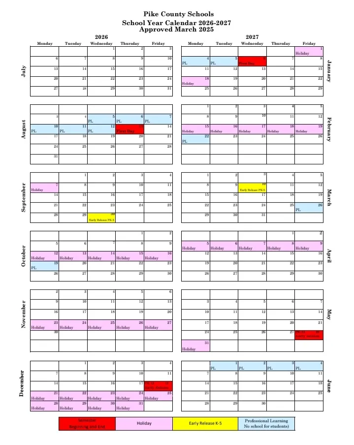 Pike County Alabama Schools Calendar