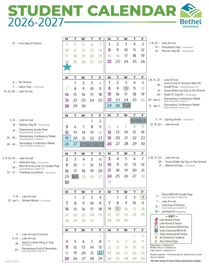 Bethel Census Area Alaska Schools Calendar