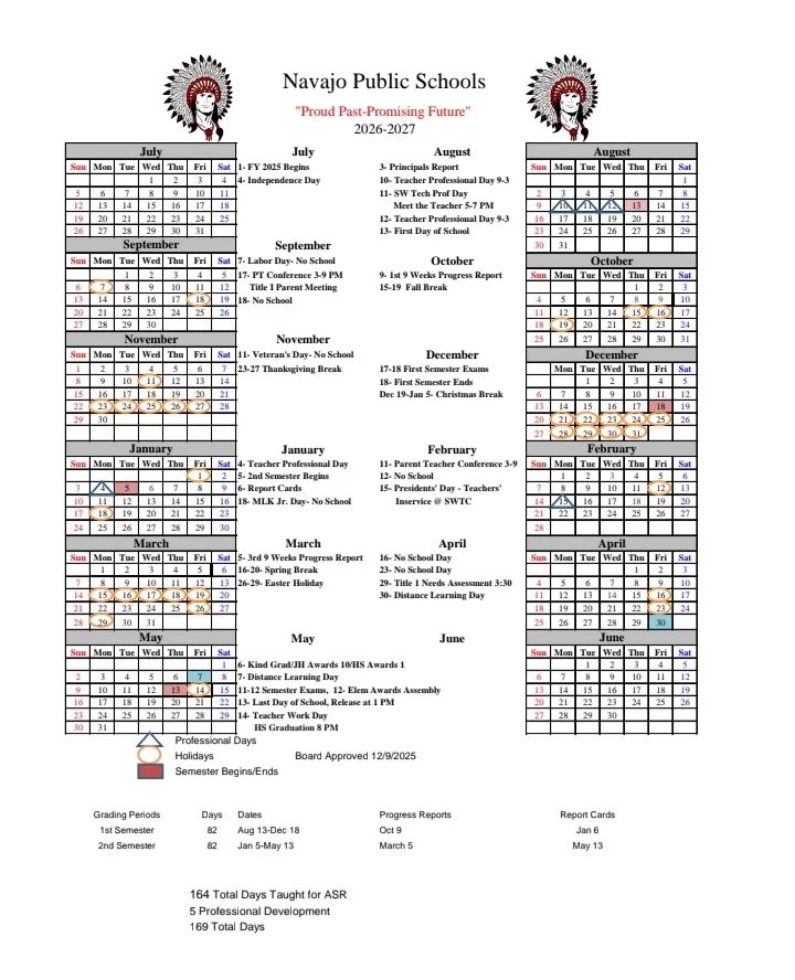 Navajo County Arizona Schools Calendar