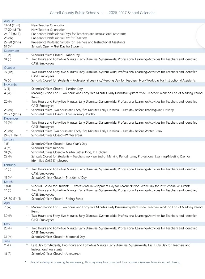 Carroll CountyArkansas Schools Calendar