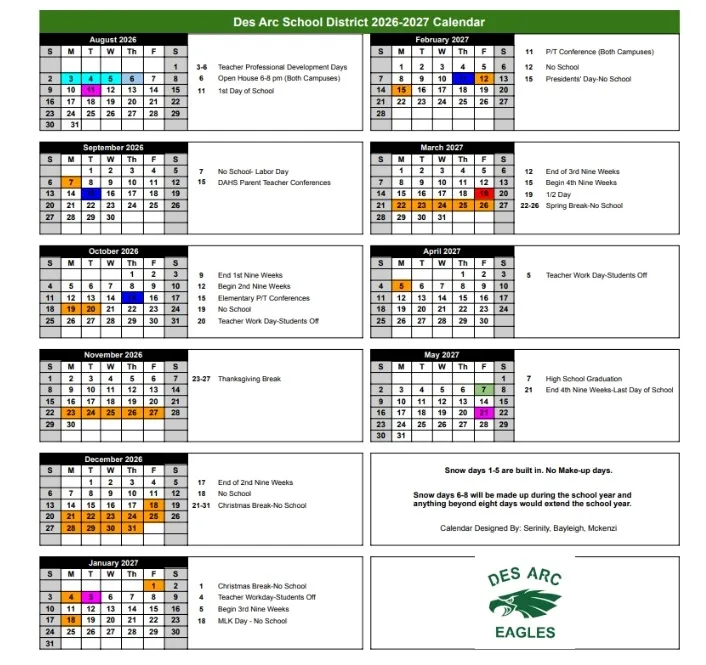 Desha County Arkansas Schools Calendar