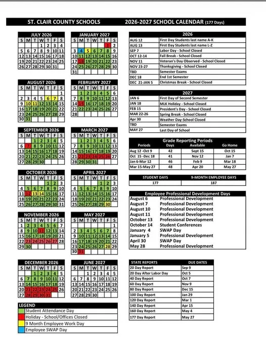St. Clair County Illinois Schools Calendar