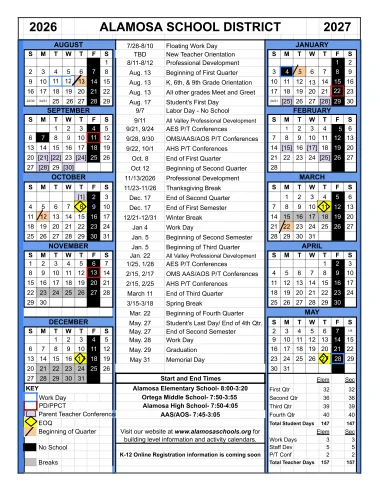 Alamosa County Colorado Schools Calendar