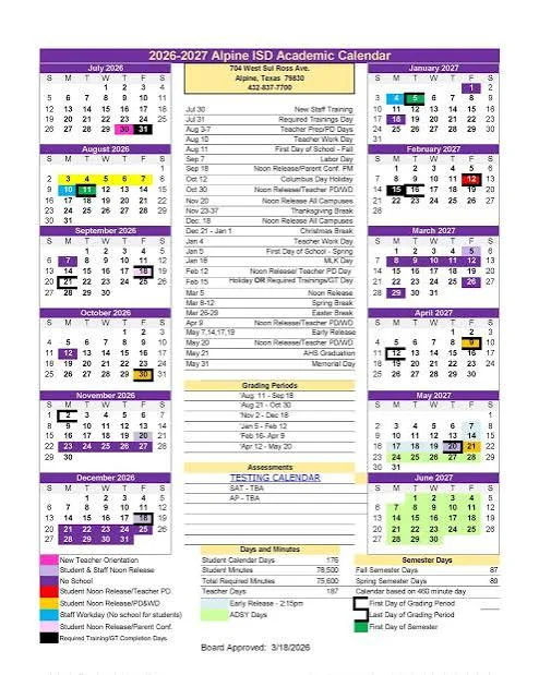 Alpine County California Schools Calendar
