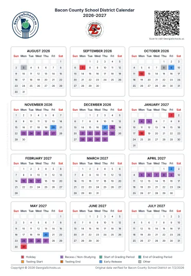 Bacon County Georgia Schools Calendar