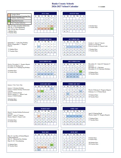 Banks County Georgia Schools Calendar