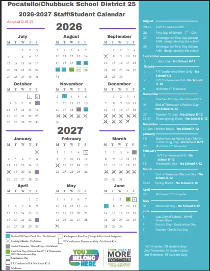 Bannock County Idaho Schools Calendar