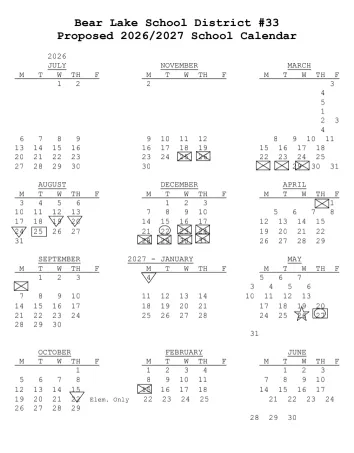 Bear Lake County Idaho Schools Calendar