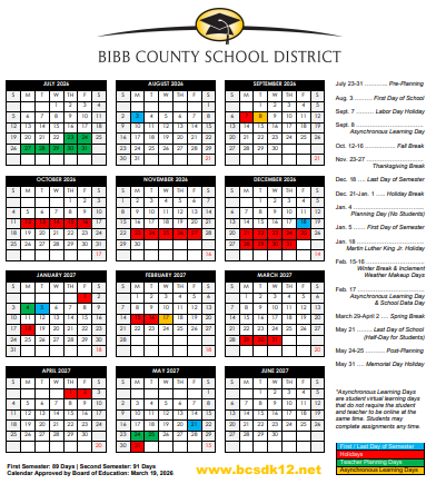 Bib County Alabama Schools Calendar