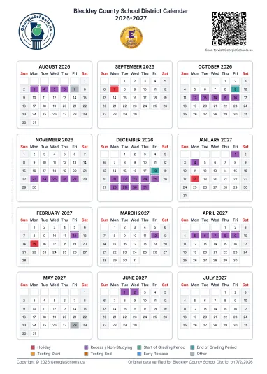 Bleckley County Georgia Schools Calendar