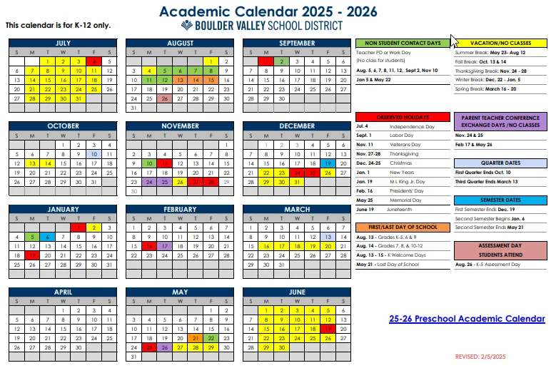 Broomfield County Colorado Schools Calendar