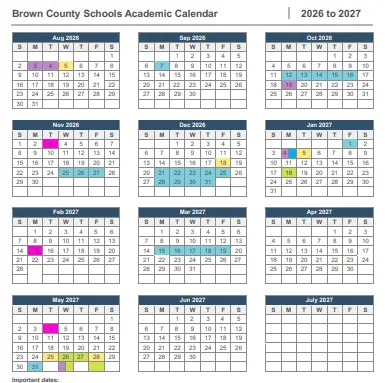 Brown County  Indiana Schools Calendar