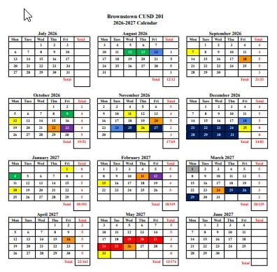 Brown County Illinois Schools Calendar