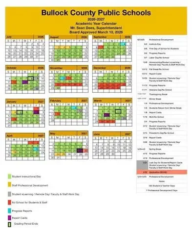 Bullock County Alabama Schools Calendar
