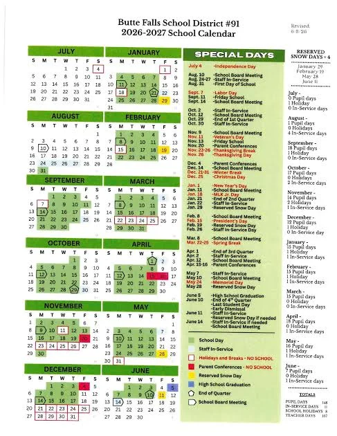 Butte County California Schools Calendar
