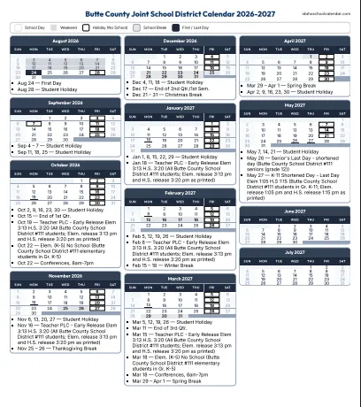 Butte County Idaho Schools Calendar