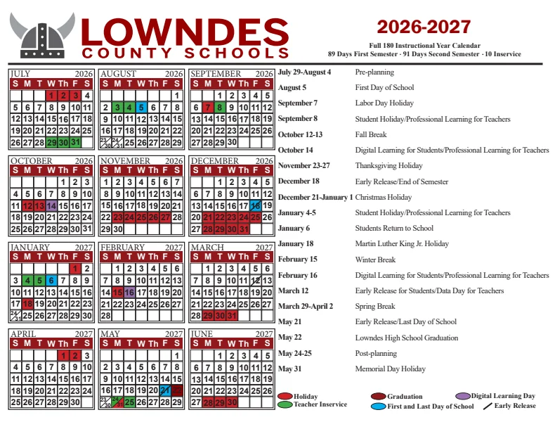 Lowndes County Alabama Schools Calendar