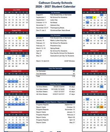 Calhoun County Illinois Schools Calendar