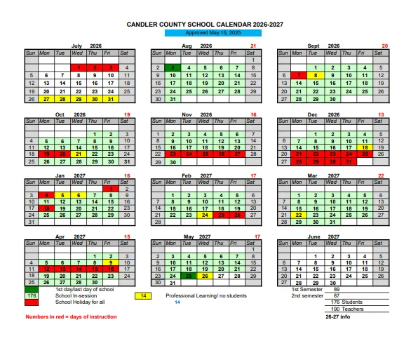 Candler County Georgia Schools Calendar