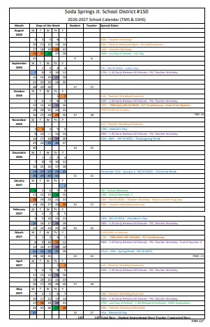Caribou County Idaho Schools Calendar