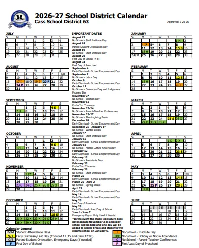 Cass County Illinois Schools Calendar