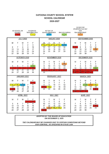 Catoosa County Georgia Schools Calendar