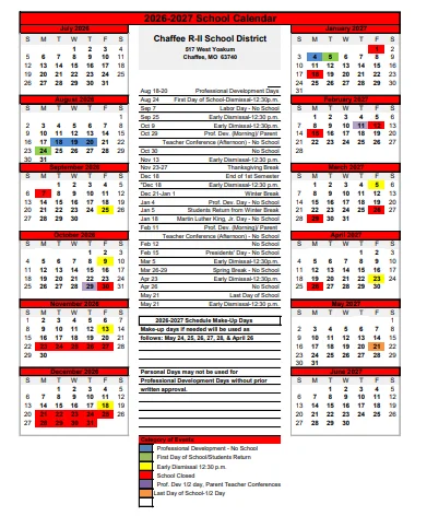 Chaffee County Colorado Schools Calendar