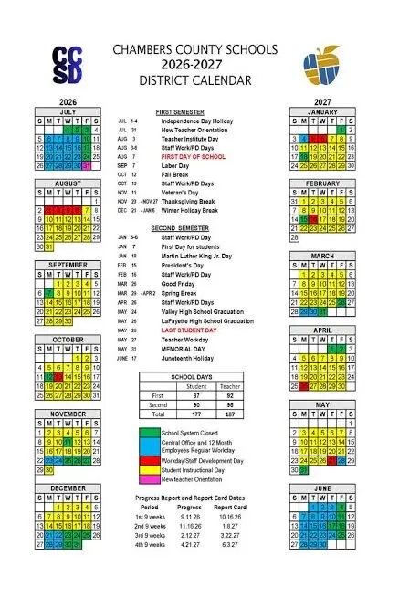 Chambers County Alabama Schools Calendar
