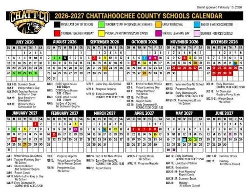 Chattahoochee County Georgia Schools Calendar