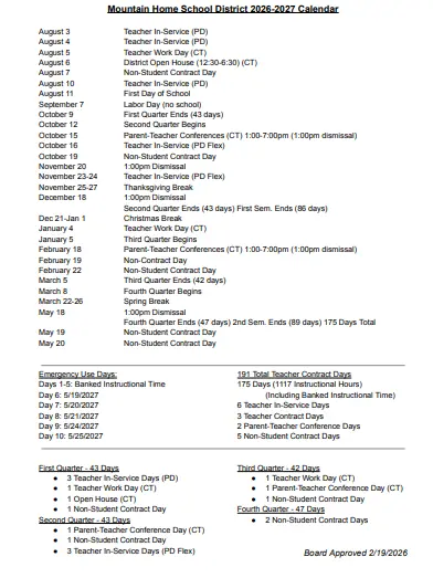 Baxter County Arkansas Schools Calendar