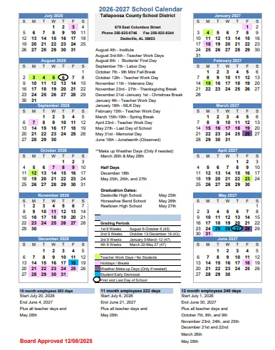 Tallapoosa County Alabama Schools Calendar