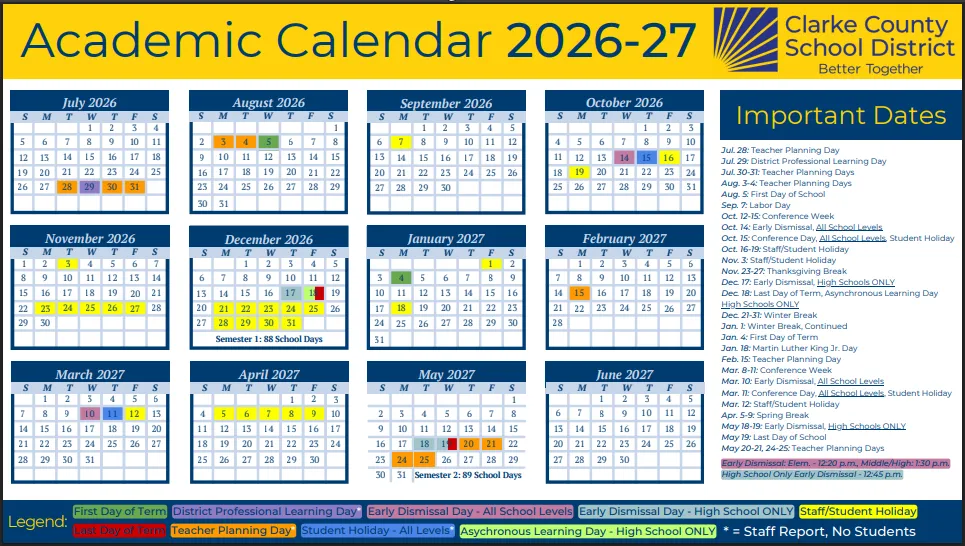 Clarke County Georgia Schools Calendar