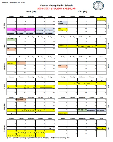 Clayton County Georgia Schools Calendar