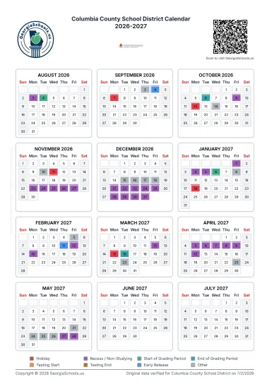 Columbia County Georgia Schools Calendar
