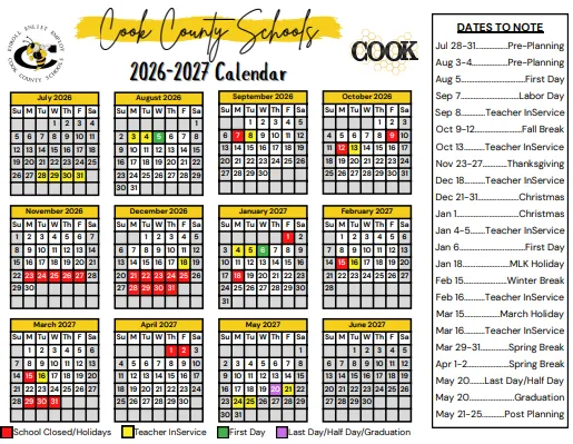 Cook County Illinois Schools Calendar