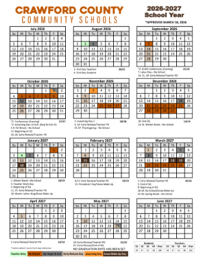 Crawford County Indiana Schools Calendar