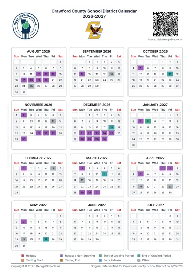 Crawford County Georgia Schools Calendar