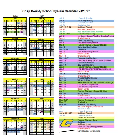 Crisp County Georgia Schools Calendar