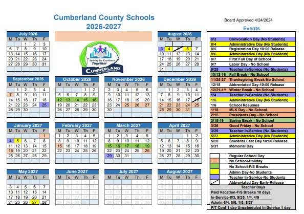 Cumberland County Illinois Schools Calendar