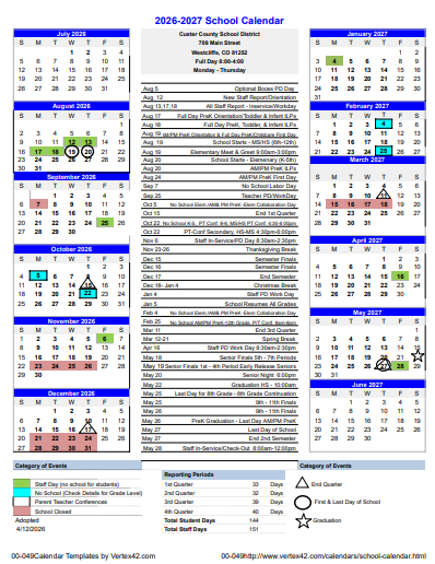 Custer County Idaho Schools Calendar