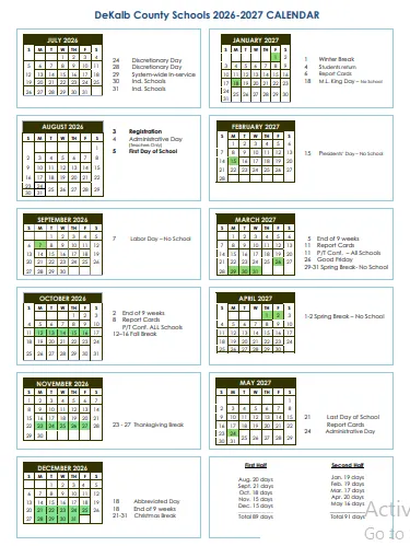 DeKalb County Illinois Schools Calendar