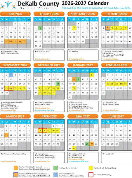 DeKalb County Georgia Schools Calendar