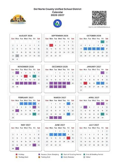 Del Norte County California Schools Calendar