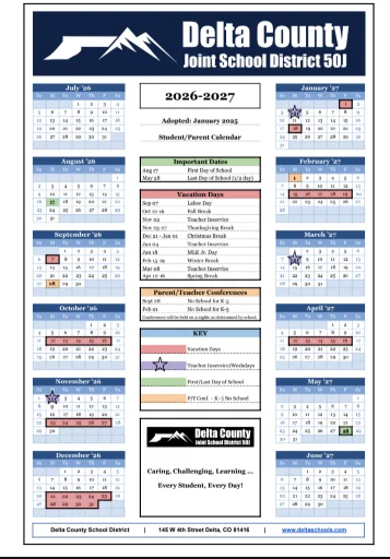 Delta County Colorado Schools Calendar