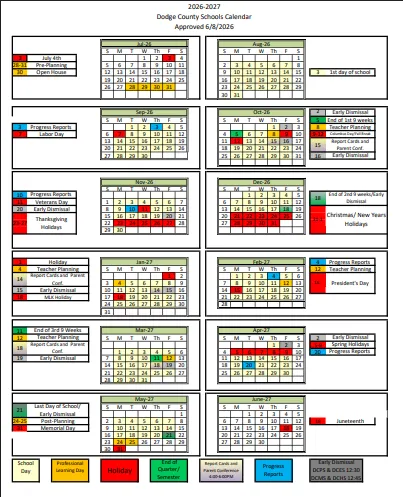 Dodge County Georgia Schools Calendar