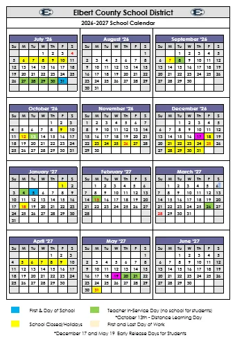 Elbert County Georgia Schools Calendar